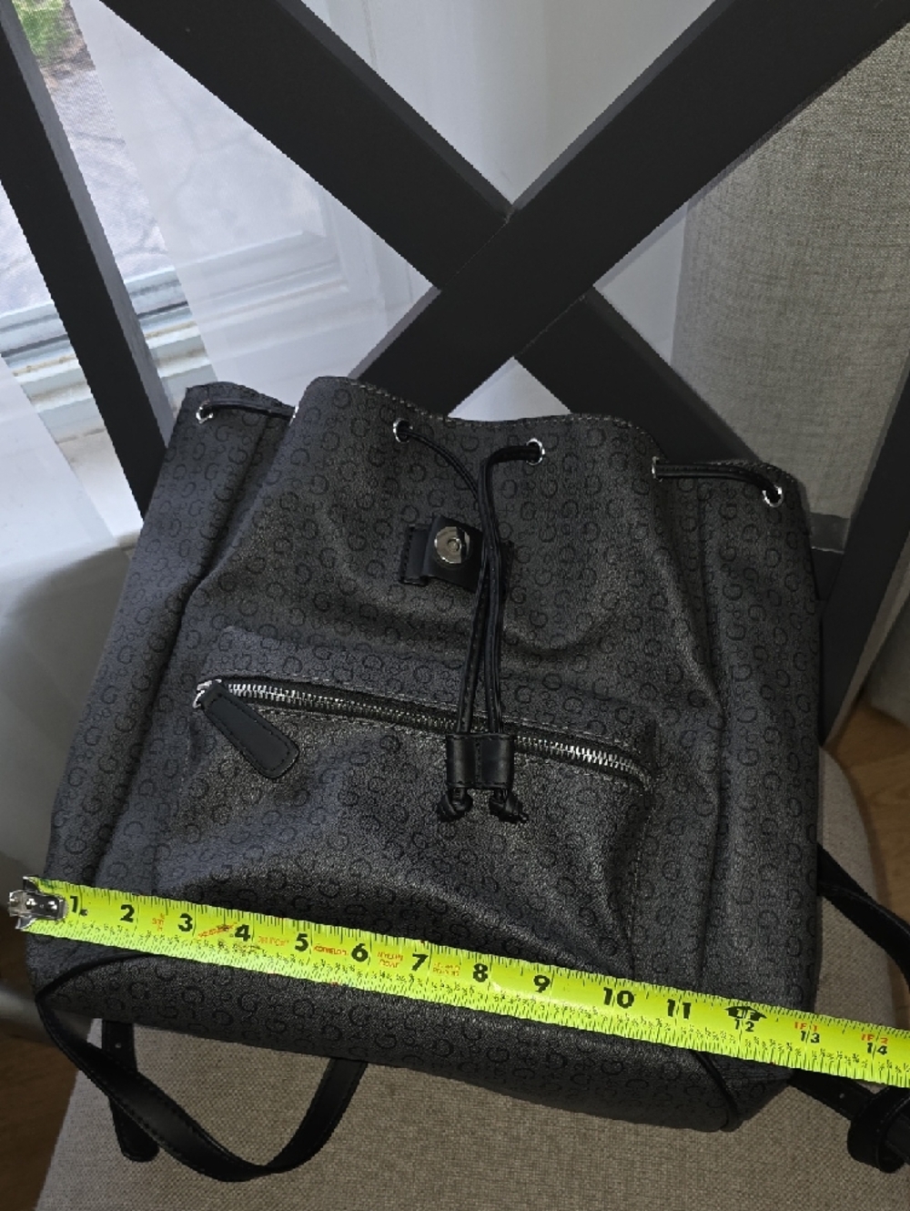 GUESS Black Monogram Drawstring Backpack - Picture 12 of 14